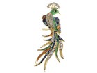 Gold Abalone Sea Shell Painted Clear Diamante Rhinestone Phoenix Pin Brooch Gift