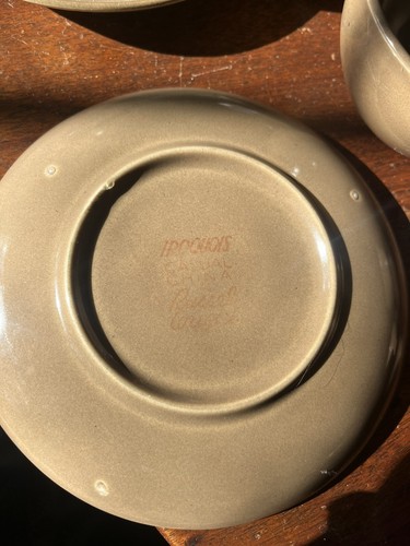 MCM noce moscata 6 oz tazze da tè e piattini Russel Wright Iroquois set di 10 vintage - Foto 5 di 8