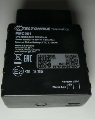 TELTONIKA FMC001 LTE/GNSS/BLE PLUG & PLAY OBD TRACKER 4G/3G/2G BLUETOOTH EUROPE