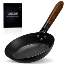 7.9 Carbon Steel Frying Pan – Non-Toxic Pre-Seasoned Skillet with Removable