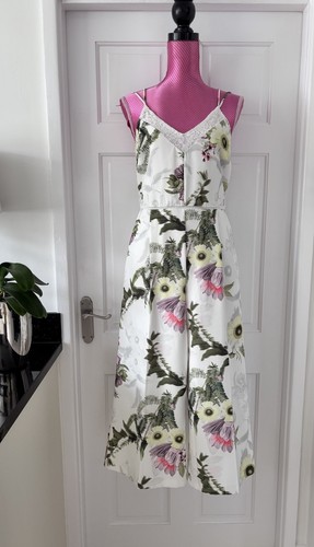 NEXT.. Schöner Jumpsuit Elfenbein/Grün Mix Cropped weites Bein Gr. 12