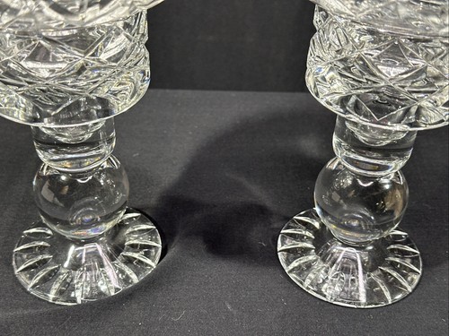 Pair of Vintage Block Crystal Olympic Hurricane Candle Holders - Picture 7 of 22