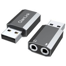 USB to 3.5mm Audio Adapter 2-Pack ,External Stereo Sound Card with Dual TRS ...