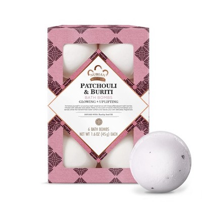 Nubian Heritage Bath Bombs Patchouli and Buriti 0.27 Ounce (Pack of 6), White 