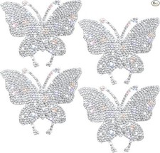 4 Crystal Butterfly Car Stickers Rhinestone Decals for Car Body Bumper Window La