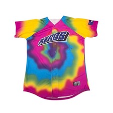 VTG Akron Aeros Autographed Travis Foley Baseball Tie-Dye Jersey Sz 50  