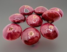 Ceramic Saucer Beads Burgandy Saucer 22mm Foc...