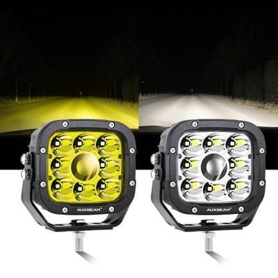 AUXBEAM 5''Inch LED Work Light Spot Pods Driving Lamp Offroad Amber + White Cover