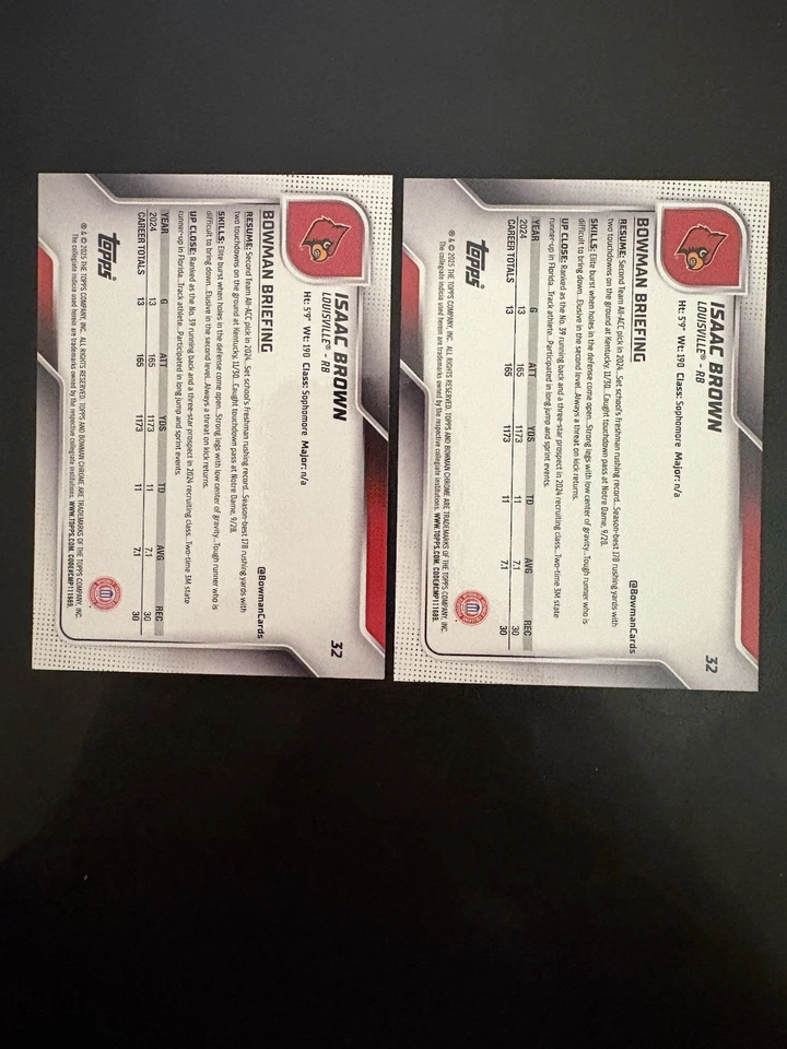 Bowman U 2025 cromo Isaac marrón primer refractor brillo dorado/50 Louisville Foto 2 de 2