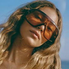 New Oversized One Piece Goggle Sunglasses Women Fashion Brand Big Shield Sun Gla