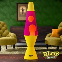 Blob Lamps® Lava Lamp VINTAGE - Yellow Base - Pink Liquid, Orange Wax
