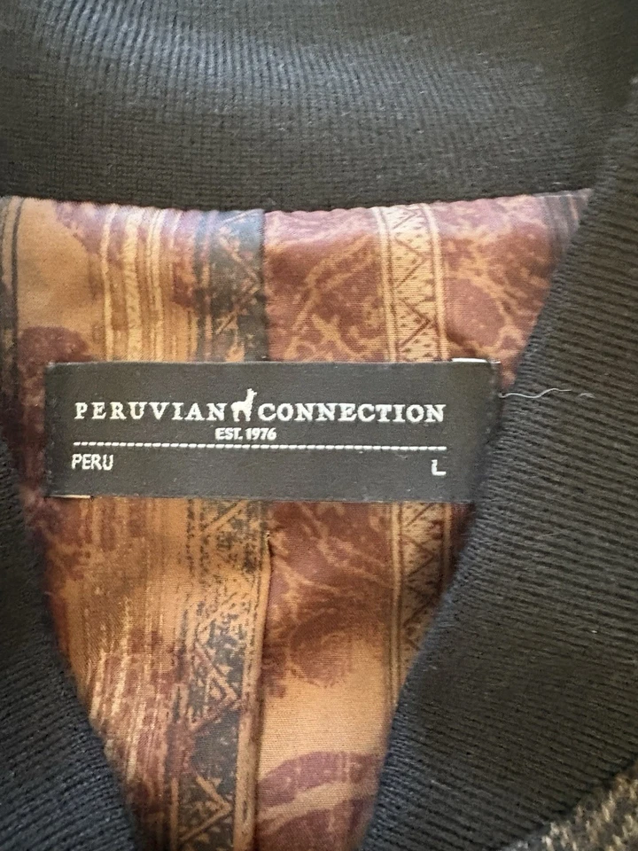 Peruvian Connection Brown/Black Alpaca/Wool Bomber Jacket, LRG - Image 2 of 4