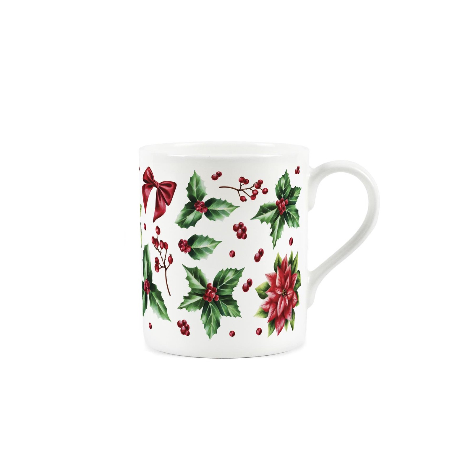 Christmas Holly Small Mug - Festive Traditional Xmas Gift - Bone China Cup