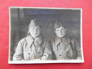 USSR 1941 Soldier woman in military uniform. Real photo WWII