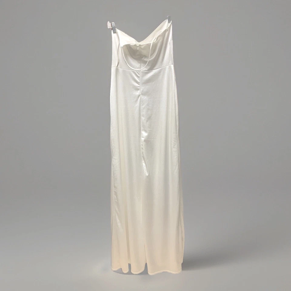 Windsor Formal Evening Dress Size M White Side Slit Cowl Neck Gala Gown - Image 2 of 4