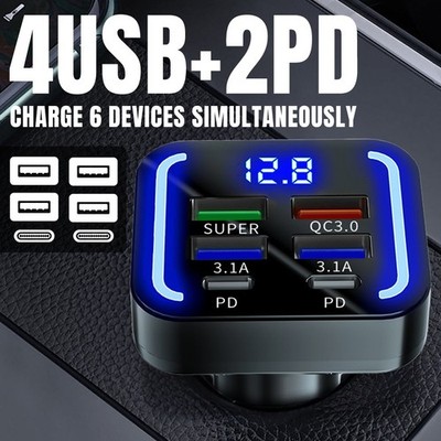 4 Port USB Fast Car Charger Ladegerät Adapter For Android Phones QC 3.0 Neu XY