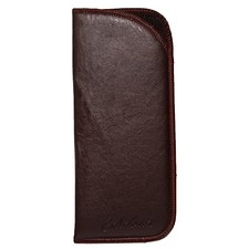 Half Slip-in Soft Eyeglass Case PU Leather Felt Men Women Vertical Flat Brown