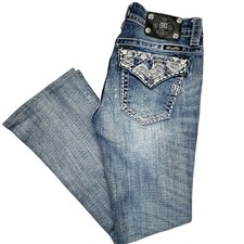 Miss Me Signature Boot Jeans Womens 27 actual 21x28.5 Altered Bootcut JE8057BE