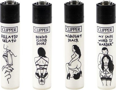 CLIPPER Feuerzeug - 4er Set - ''FFX ADULT SLOGAN #4'' SONDERSERIE - NEU - CL184