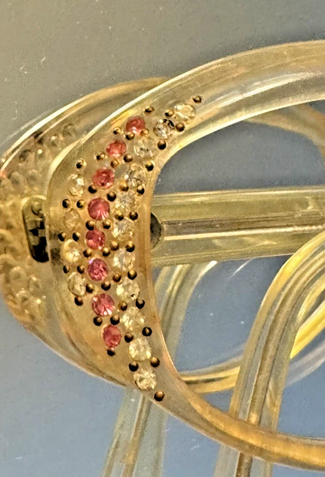 Gafas Swan vintage años 50 Lucite con pedrería rosa y transparente 5 1/2 EE. UU. Foto 4 de 4