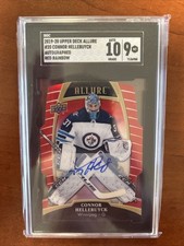 2019-20 UPPER DECK ALLURE CONNOR HELLEBUYCK RED RAINBOW AUTO SGC 10/9 Gold Medal