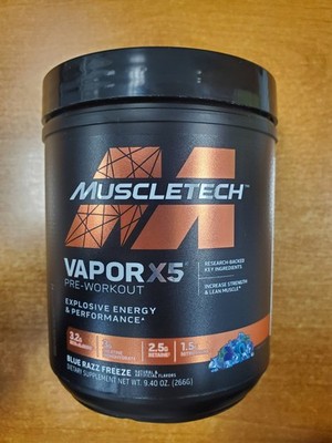 MuscleTech Vapor X5 Blue Razz Pre Workout Powder 9.4 oz. Exp 12/31/26 0922-R4P7