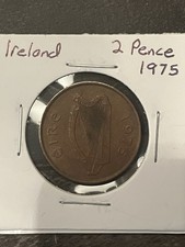 Ireland 1975 2 Pence Coin Stylized Bird Irish Harp Design 25.9mm