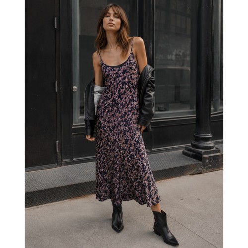rag & bone Eva Floral Silk Midi Slip Dress Size 12 Luxury Spring Date Night