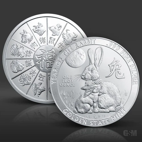 1 oz Year of the Rabbit Silver Round .999 Fine Silver Bullion