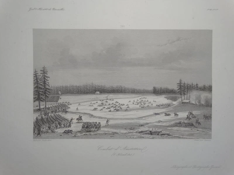 Combat Amstetten Bataille Lutzelberg Schlachten Kriege Gavard 2 Stahlstiche 1840 - Bild 2 von 4