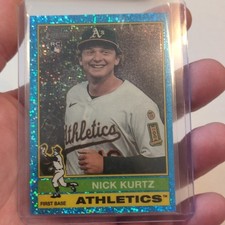2025 Topps Heritage Nick Kurtz RC #706 Chrome Light Blue Sparkle A’s