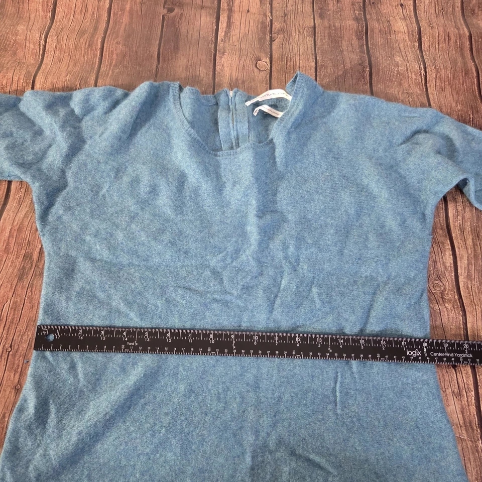 Suéter Max Studio Mujer S Azul 100% Cachemira Cuello Redondo Cremallera Trasera Foto 3 de 4