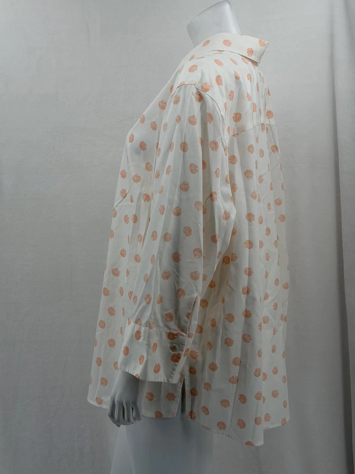 Blusa Top Foxcroft para Mujer 22W Blanca Naranja Heritage Sin Forma de Hierro Concha Marina Foto 4 de 4