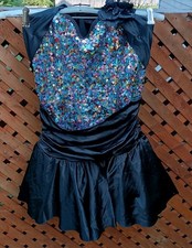 Curtain Call Child's ALA Size Performance Dance Spandex/Sequins/Tulle One Piece