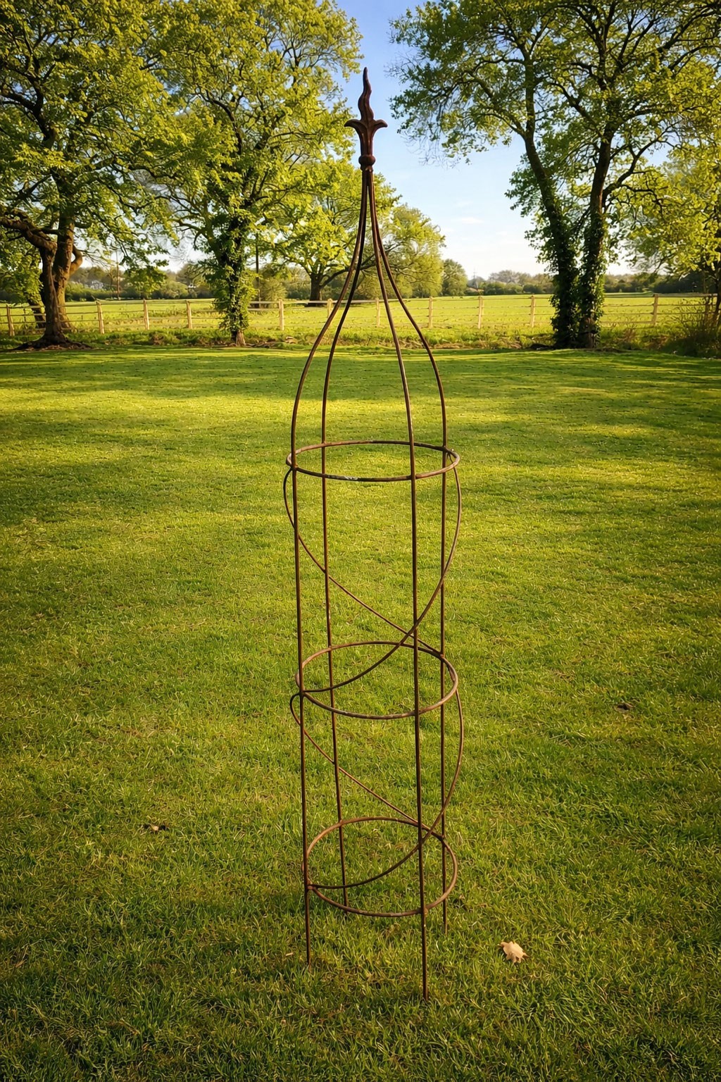 Rust Flame Metal Obelisk Extra Large Climbing Plant Garden Rusted Support 2m
