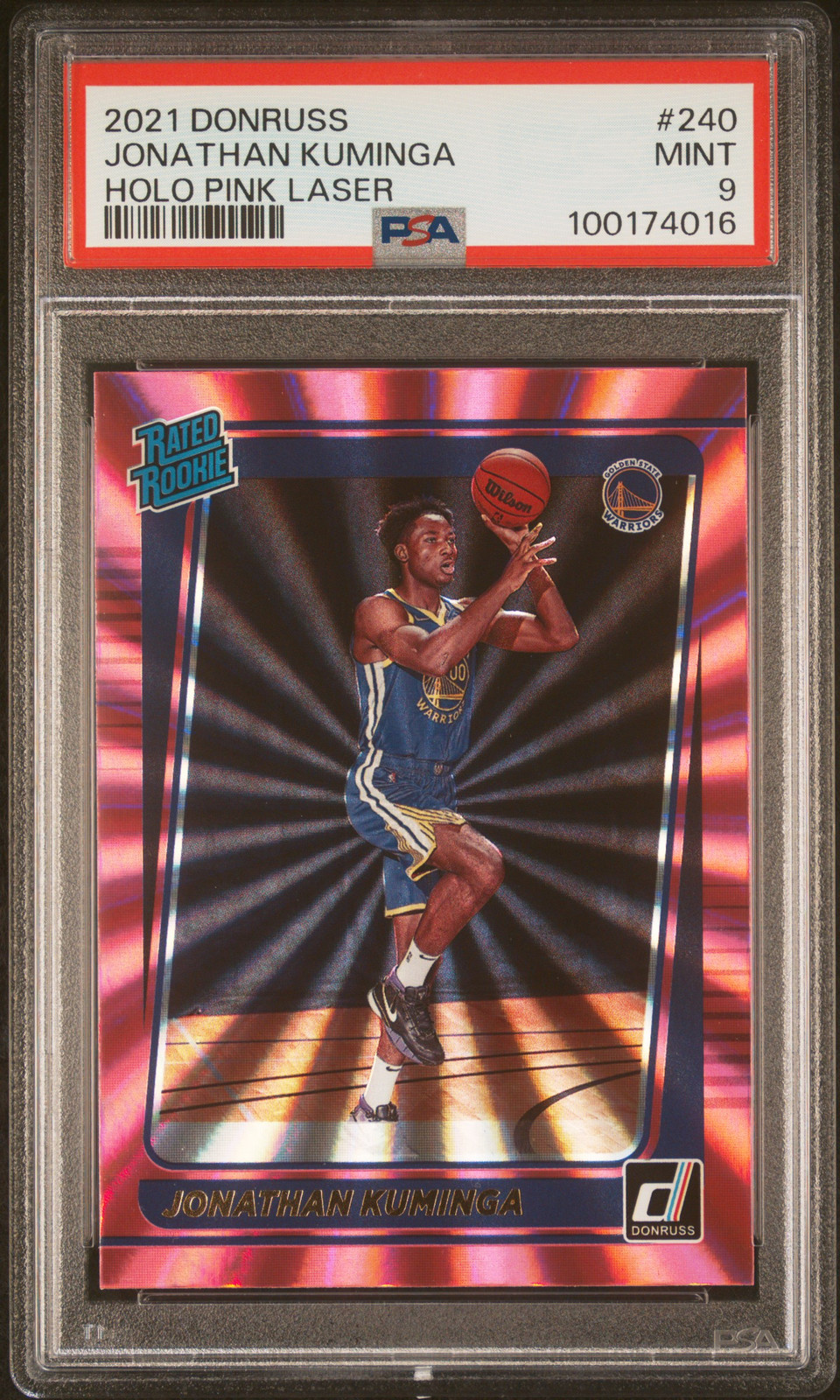 2021 PANINI DONRUSS HOLO PINK LASER #240 JONATHAN KUMINGA ROOKIE RC PSA 9