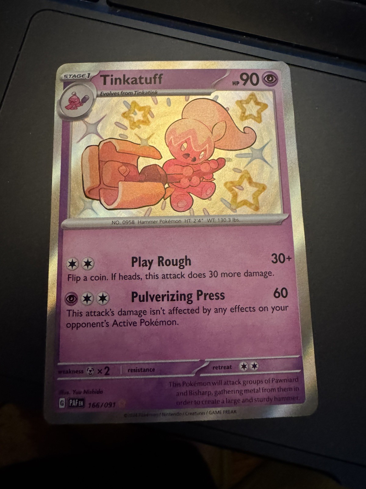 Tinkatuff Shiny Rare SV: Paldean Fates 166/091 NM