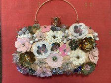 Fancy Clutch , Beaded flowers.
