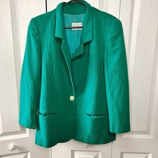 Vintage PENDLETON Miss Women's Green Virgin Wool Blazer Jacket Sz 12 Made USA