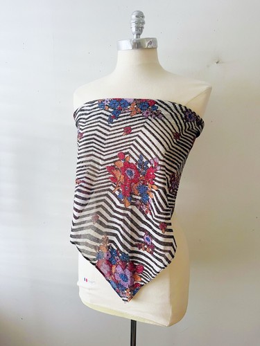 Vintage 70s Metallic Lurex Triangle Scarf Wrap Top Sarong Hair Wrap