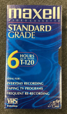 Maxell Standard Grade Blank VHS Tape T-120 6 Hours New / Sealed Recording Tape