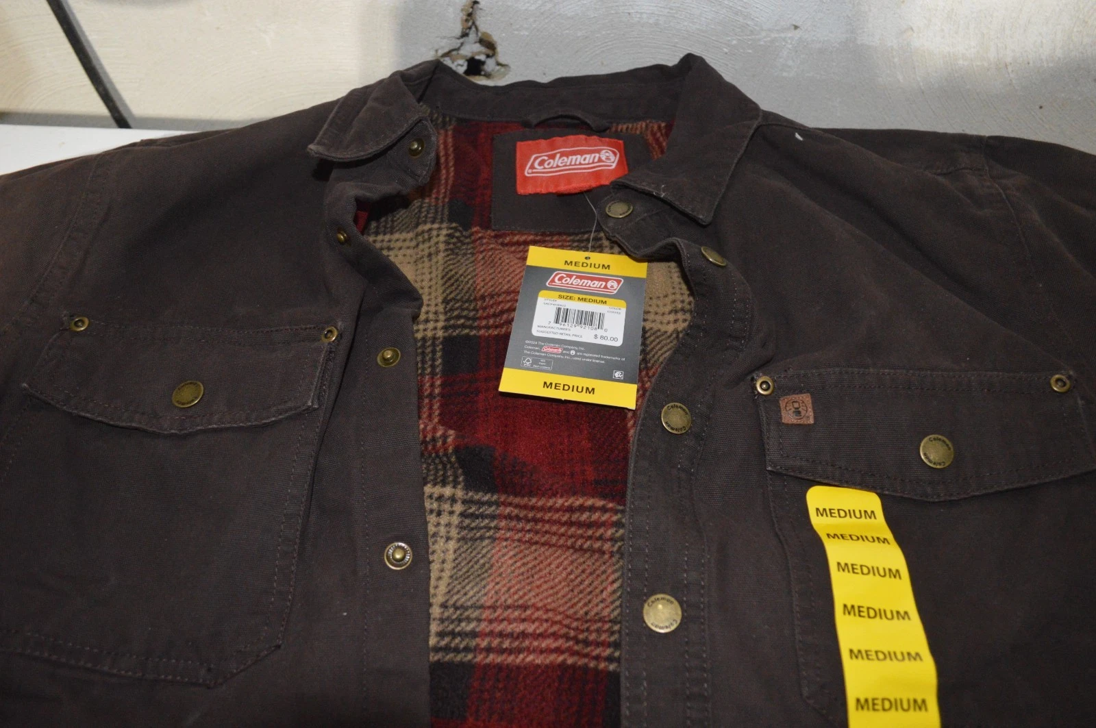 COLEMAN. FLEECE LINED, LONG SLEEVE, BROWN JACKET