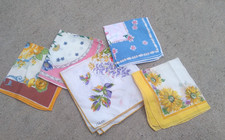 Vintage Floral Handkerchief LOT Yellow Blue Pink Colette