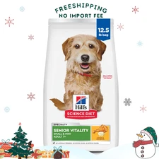 Hill's Adult 7+ Senior Vitality Small Breed Chicken & Rice Dry Dog Food, 12.5 lb
