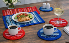 Shared Earth Recycled Fabric Tableware 6pc Set FairTrade Placemat Coaster Trivet