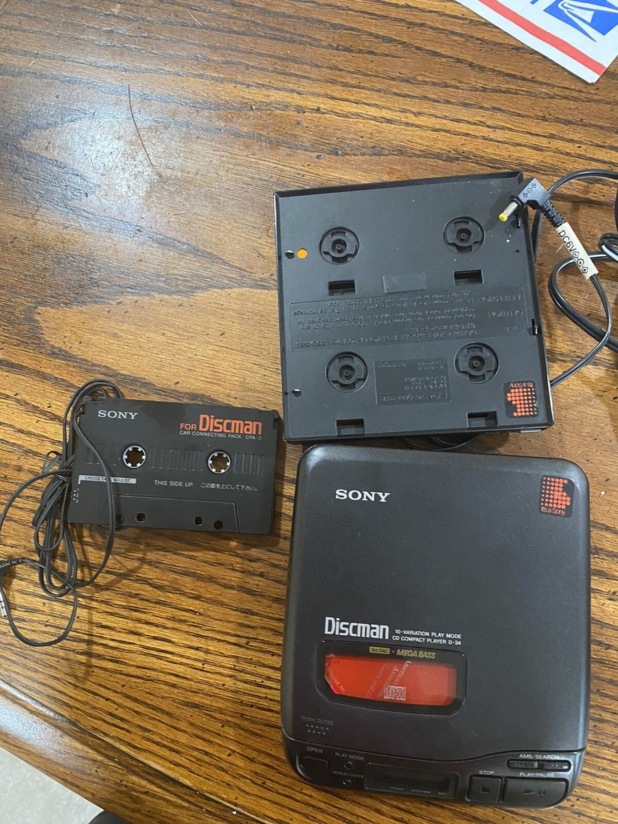 Vintage Sony Discman D-34 Portable CD Player With Car Adaptor | eBay