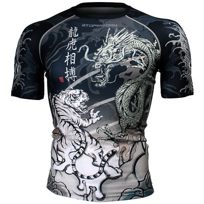 BTOPERFORM FX-336 DRAGON vs TIGER Skin Compression Base layer MMA Rash guard BJJ
