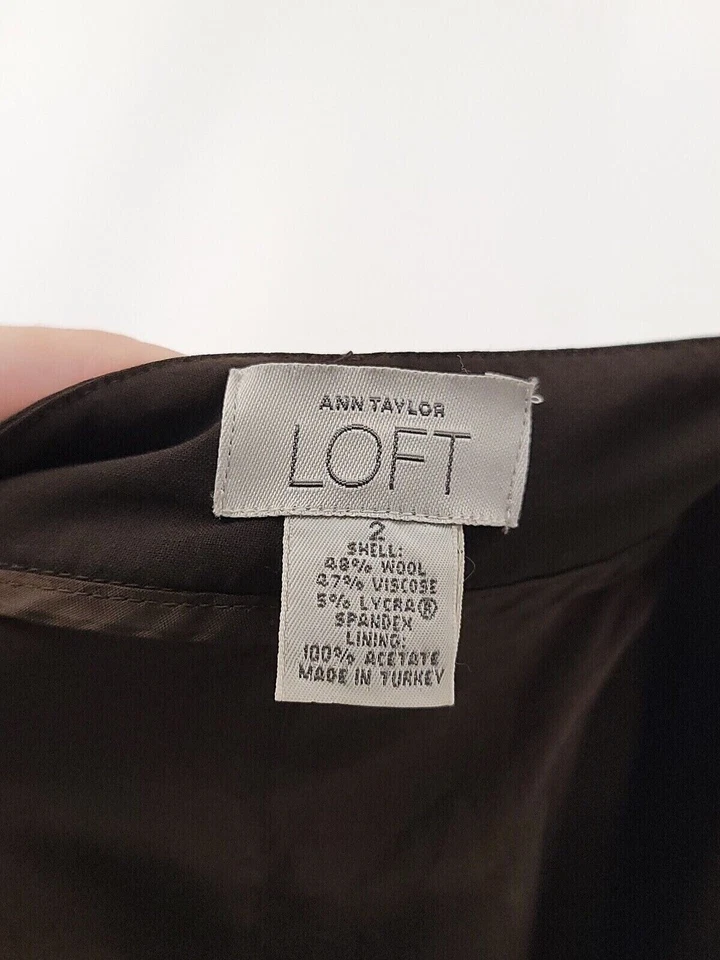 Falda Ann Taylor Loft para mujer talla 2 marrón liso lana elástica Foto 4 de 4