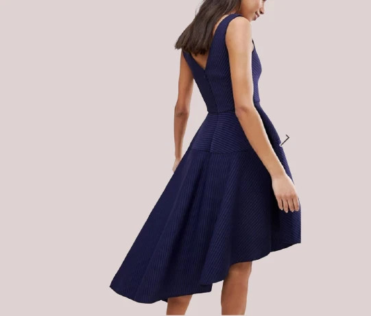 City Goddess Asymmetric Textured Midi Dress Blue UK 10 LN013 NN 06 - Image 3 of 4