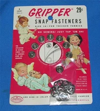 VTG UNUSED 1950'S PKG GRIPPER SNAP FASTENERS #16 SEWING NOTION ACCESSORY